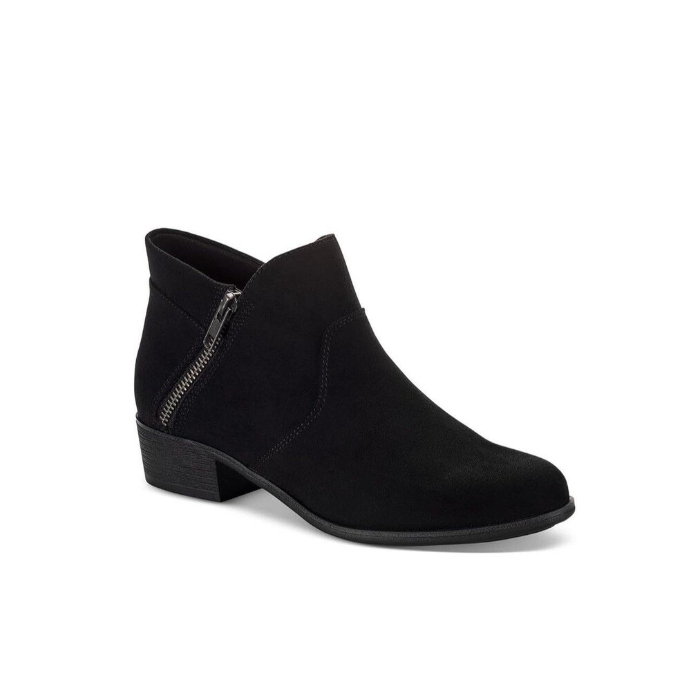 Sun Stone Womens 8 M Black Micro Adeline Double Zipper Ankle Booties DISPLAY RV3